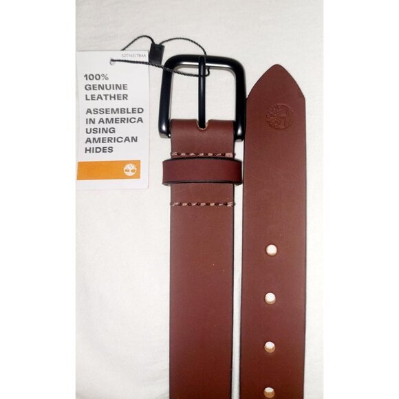 🆕Timberland Men's Dark Brown 35mm Classic Buckle Jean Leather Belts - Picture 1 of 7